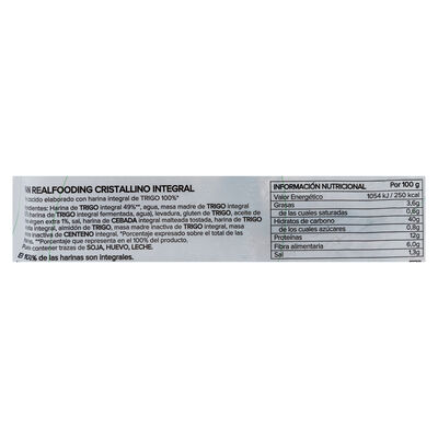 Pan cristal Realfooding 100% integral 195gr