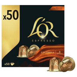 Café espresso origen Colombia para máquinas Nespresso intensidad 8 L'Or 50 cápsulas