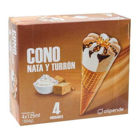 Helado cono Alipende 4 uds nata-turrón
