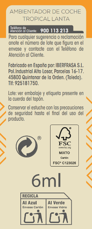 Ambientador coche Lanta 6ml tropical
