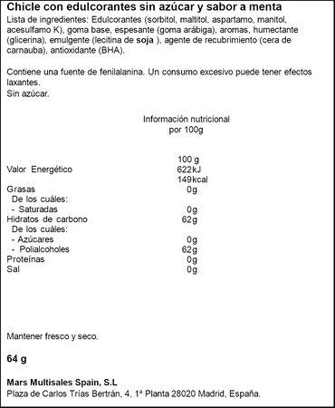 Chicles de menta Orbit bote 46 unidades