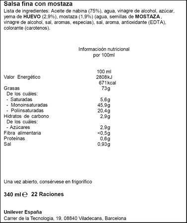 Mayonesa a la francesa Hellmann's 340 ml