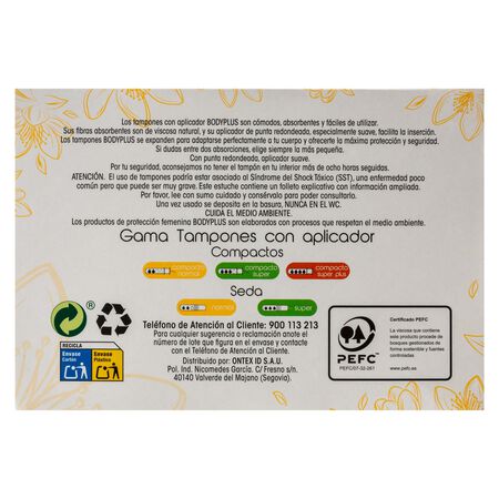 Tampon con aplicador Bodyplus compact 32 uds normal