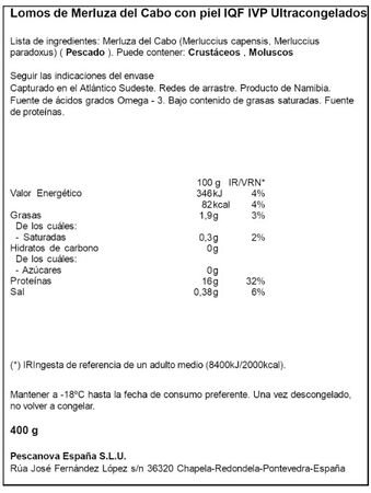 Merluza lomos Pescanova 400g