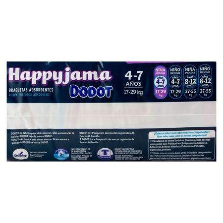 Pañal braga Happyjama niña 4-7años 17 uds