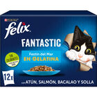 Comida h&uacute;meda para gatos fest&iacute;n del mar Felix 12uds