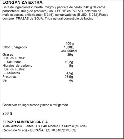 Longaniza imperial ElPozo 250 gr