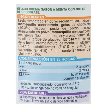 Helado tarrina premium Alipende menta y chocolate 500ml