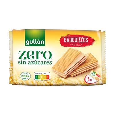 Barquillo relleno crema vainilla s/az&uacute;car Gull&oacute;n 180g
