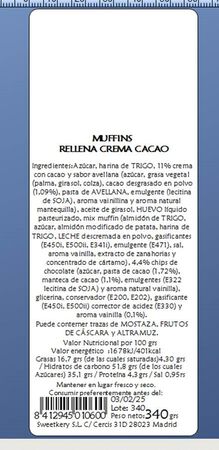 Muffins Sweetkery 340g Rell Crema Cacao