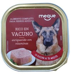 Comida húmeda perro Meque rico en vacuno 300g