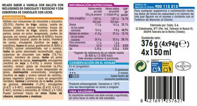 Helado super sandwich Alipende 4 uds cookies