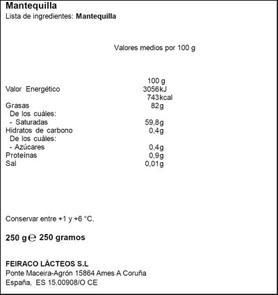 Mantequilla &Uacute;nicla lata premium 250 gr