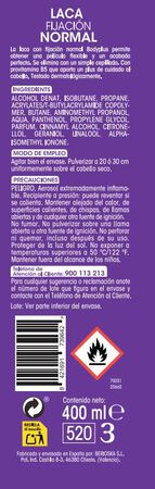 Laca fijadora para el cabello Bodyplus 400ml fijacion normal