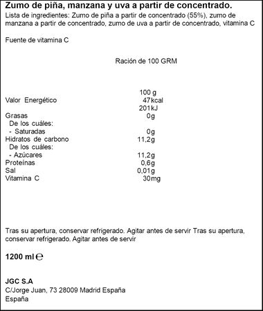 Zumo de piña, manzana y uva Don Simón pack 6