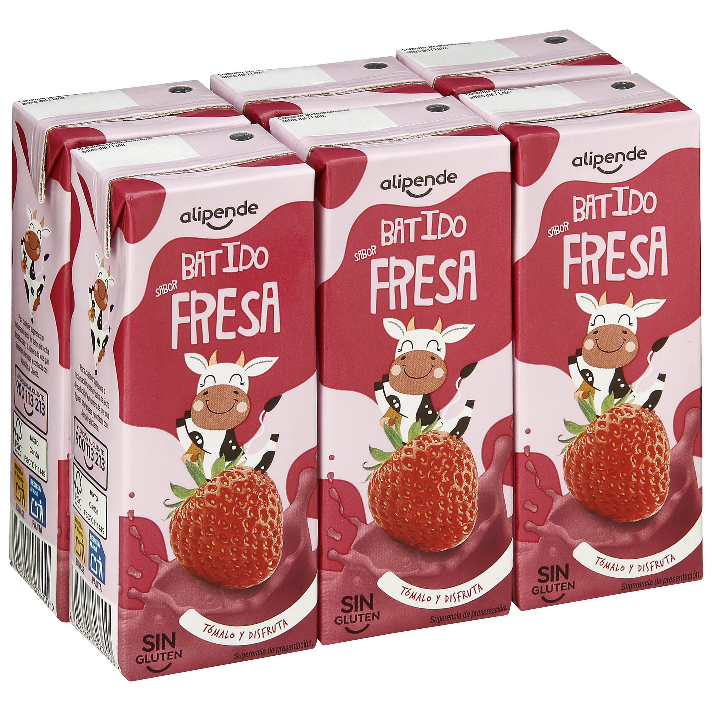Batido Alipende pack 6 fresa 200ml