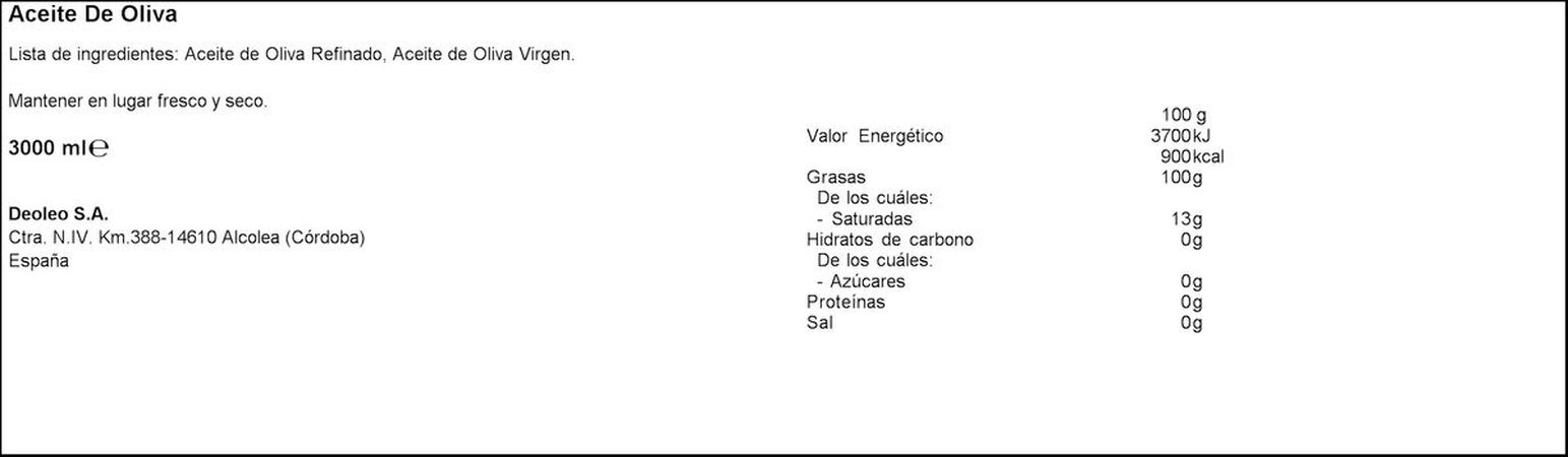 Aceite de oliva Carbonell garrafa 3l 0,4º