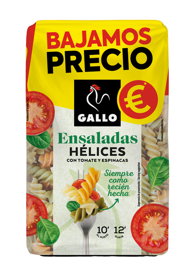 Helices vegetales tomate y espinacas Gallo 400g
