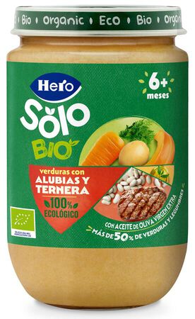 Tarro Hero Solo Bio verduras con aluvias y ternera 190g