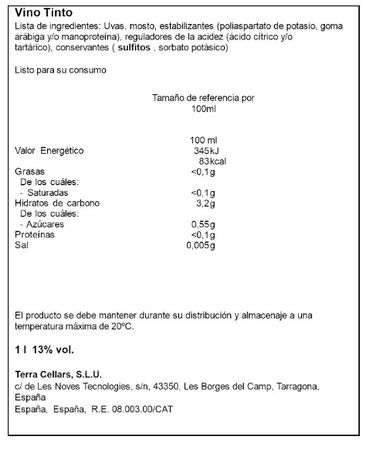 Vino Tinto elegido 1L Tempranillo Elegido intenso y afrutado