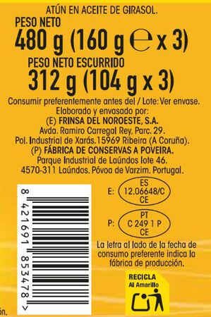 At&uacute;n en aceite de girasol Alipende XXL Pack3