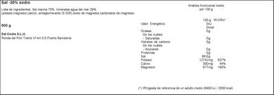Sal marina -30% sodio Costa 900g