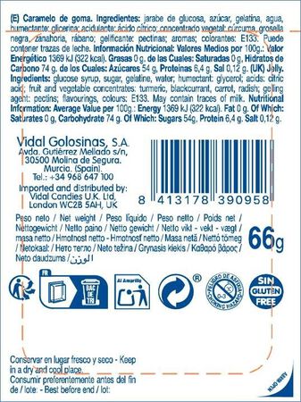 Golosina Halloween con forma de monstruo sabor fresa Vidal 66g
