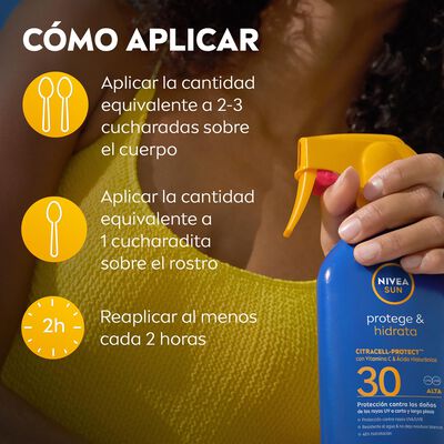 Crema solar pistola protege e hidrata factor de protecci&oacute;n 30 Nivea 250ml