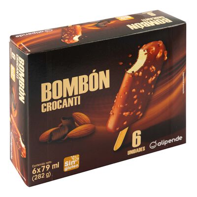 Helado bomb&oacute;n Alipende 6 uds crocanti