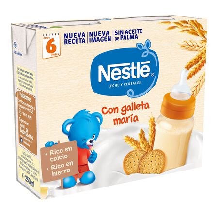 Papilla Nestlé leche cereales y galleta desde 6 meses