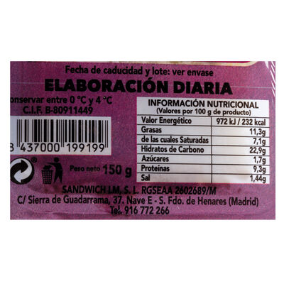 Sandwich 150g mixto cremoso