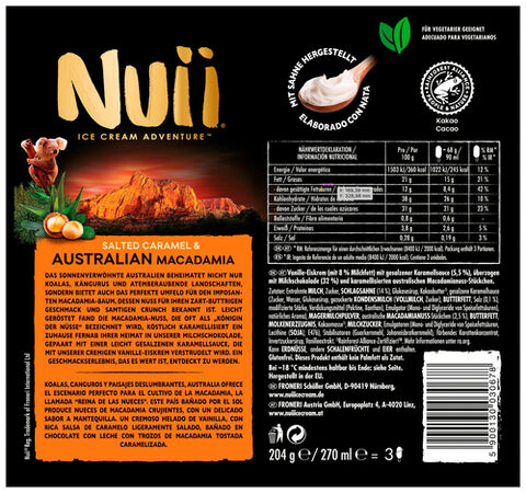 Helado Nuii 3 uds caramelo con nueces de macadamia