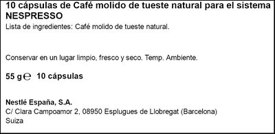 Caf&eacute; espresso roast intensidad 11 compatible con Nespresso Starbucks 10 c&aacute;ps