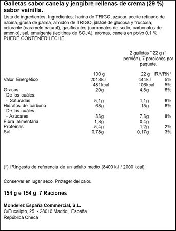 Galleta rellena oreo gingerbread con sabor a jengibre Oreo 154g