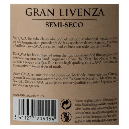 Cava semi seco Gran Livenza 75cl