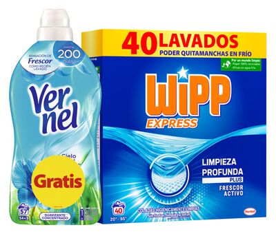 Detergente en polvo Wipp Express 40 lavados+vernel