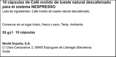 Caf&eacute; Espresso Roast Intensidad 11 Starbucks Nespresso 10 C&aacute;psulas