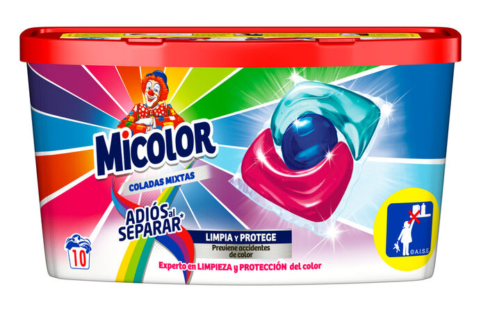 Detergente en cápsulas Micolor 10 lavados adiós al separar