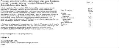 Fideos orientales Yatekomo de carne Gallina Blanca 90g