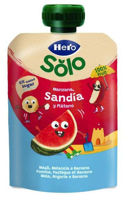 Alimentaci&oacute;n infantil Pouch Hero 100g Sand&iacute;a/Pl&aacute;tano