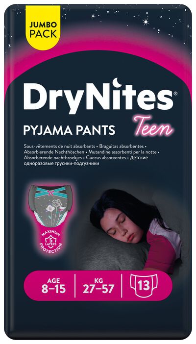 Pants braguita Huggies Drynites Teen Girls 27-57kg 13 uds