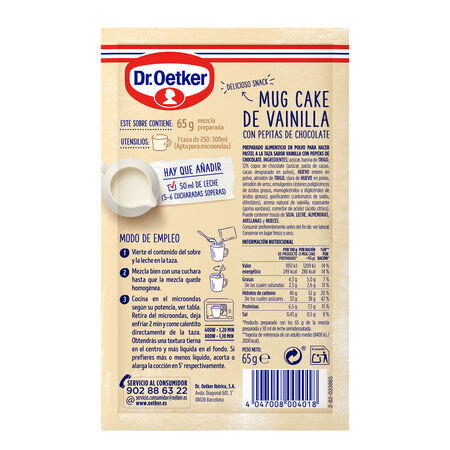 Mug cake Dr Oetker 65g vainilla c/pepita