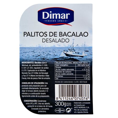 Bacalao en palitos desalado Dimar 300g