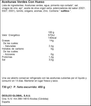 Aceituna con aliño casero Carbonell 450g