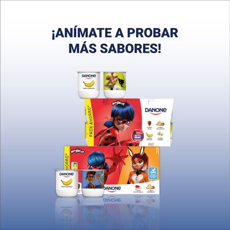 Yogur Danone pack 8 fresa plátano macedonia tarta queso