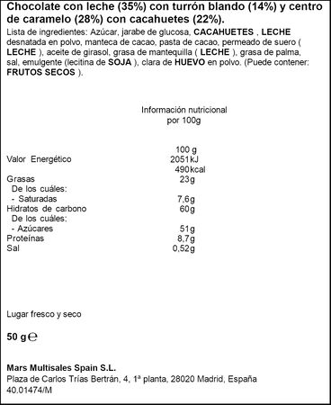 Chocolatina Snickers 50g