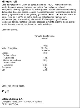 Snack roll Minuets Espu&ntilde;a 45g