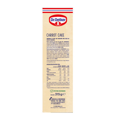 Preparado tarta de zanahoria Dr Oetker 315g