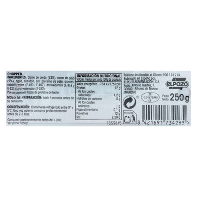 Chopped pork en lonchas Alipende 250g