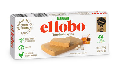 Turr&oacute;n de Jijona sin gluten con almendra y miel El Lobo 150g